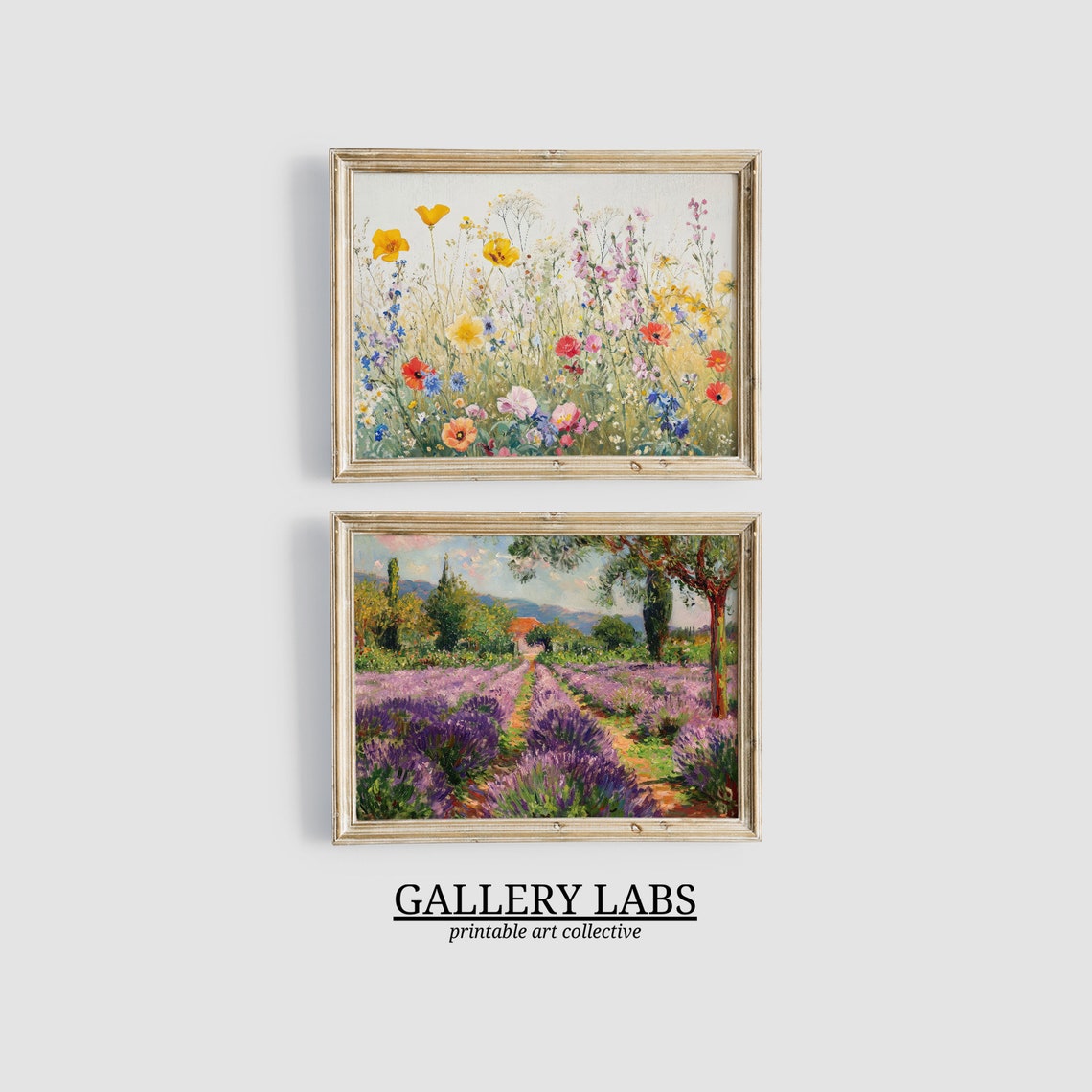 Sunny Meadow Wildflowers Dramatic Cloudy Sky Pastoral Landscape Poster - Image 2