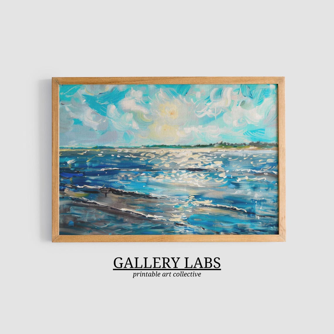 Minimalist Blue Ocean Waves Abstract Serene Coastal Art Print - Image 3