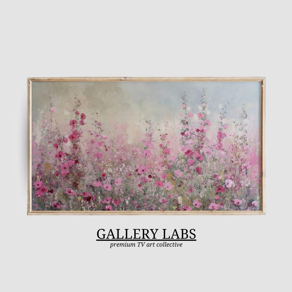 Tall Pink Wildflower Meadow Blossoms Soft Impressionist Floral Poster