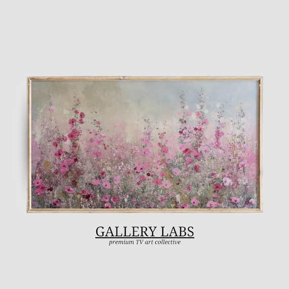 Tall Pink Wildflower Meadow Blossoms Soft Impressionist Floral Poster