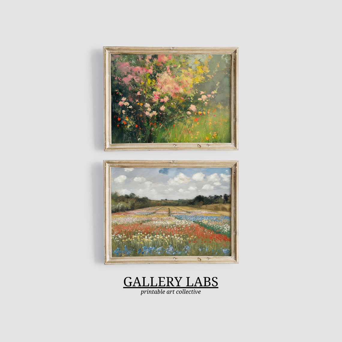 Sunny Meadow Wildflowers Dramatic Cloudy Sky Pastoral Landscape Poster - Image 3