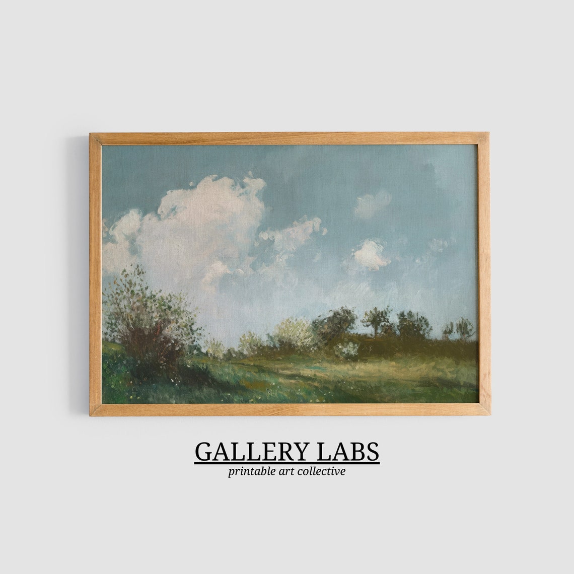 Spring Countryside Landscape Big Clouds Blue Sky Meadow Art Print - Image 3