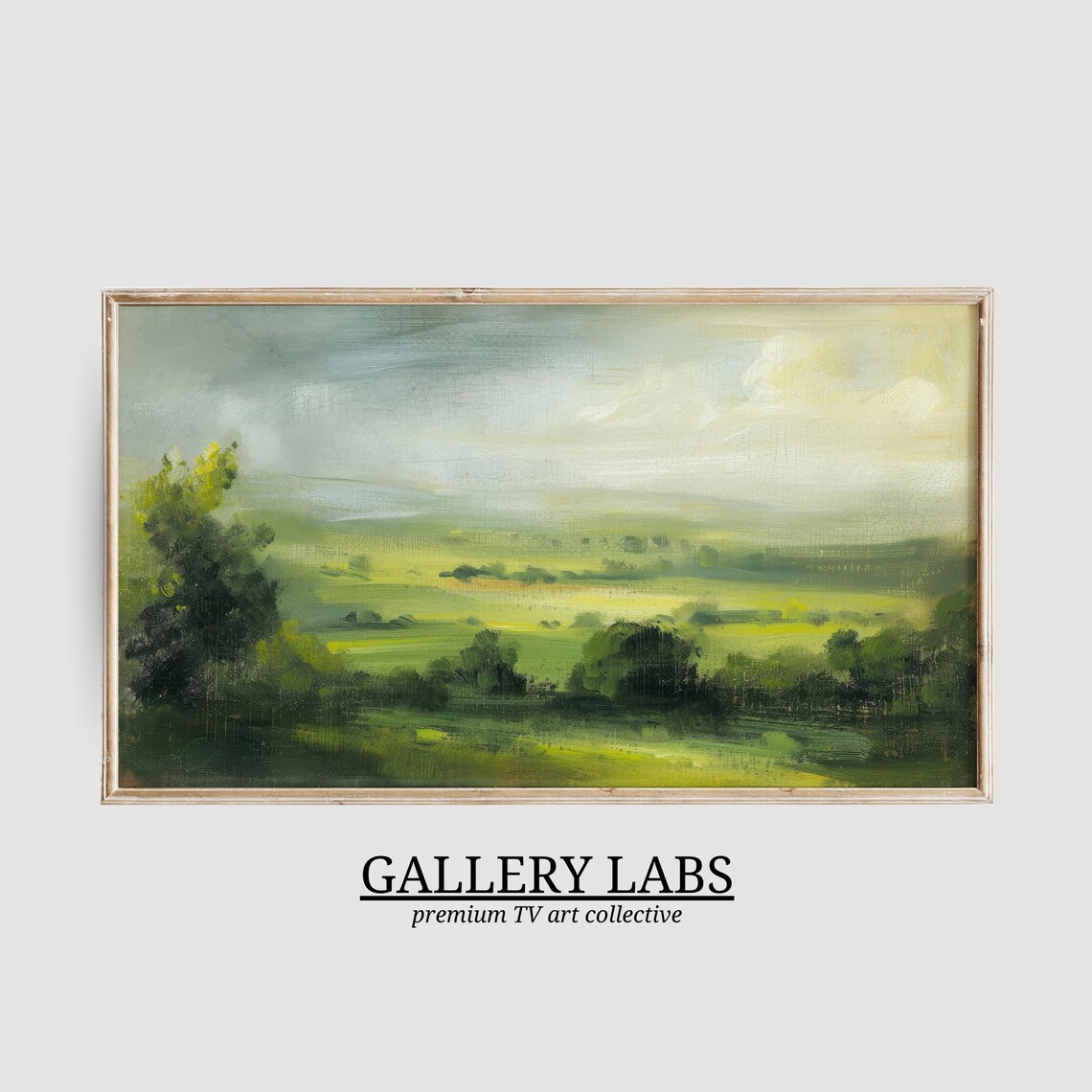 Vintage Abstract Countryside Landscape Green Meadow Oil Painting Poster
