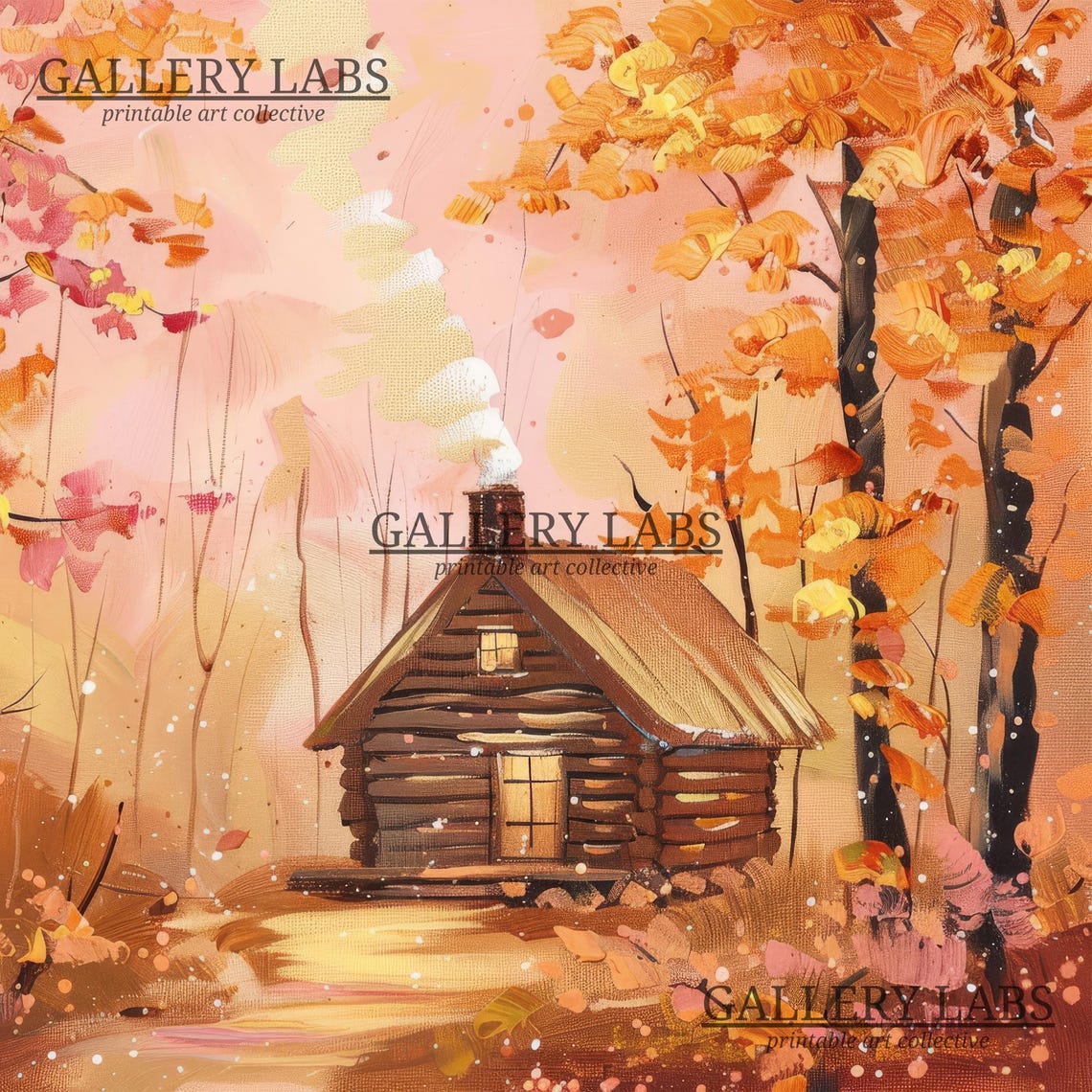Autumn Cabin Golden Trees Cozy Rustic Fall Hideaway Art Print - Image 4