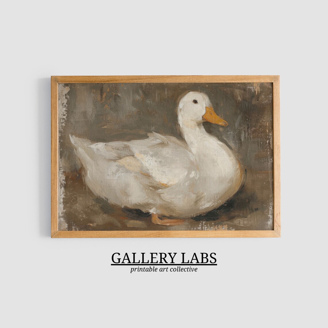 White Duck Oil Painting Rustic Farmhouse Vintage Bird Art Print - Image 3