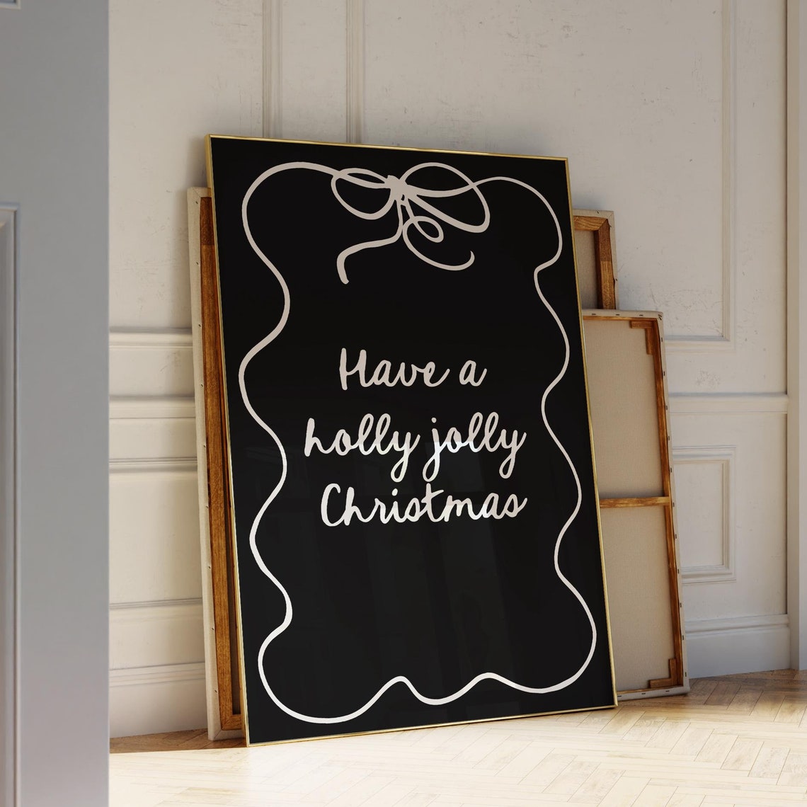 Have A Holly Jolly Christmas Art Trendy Black Decor Merry Winter Poster Coquette Print Dark