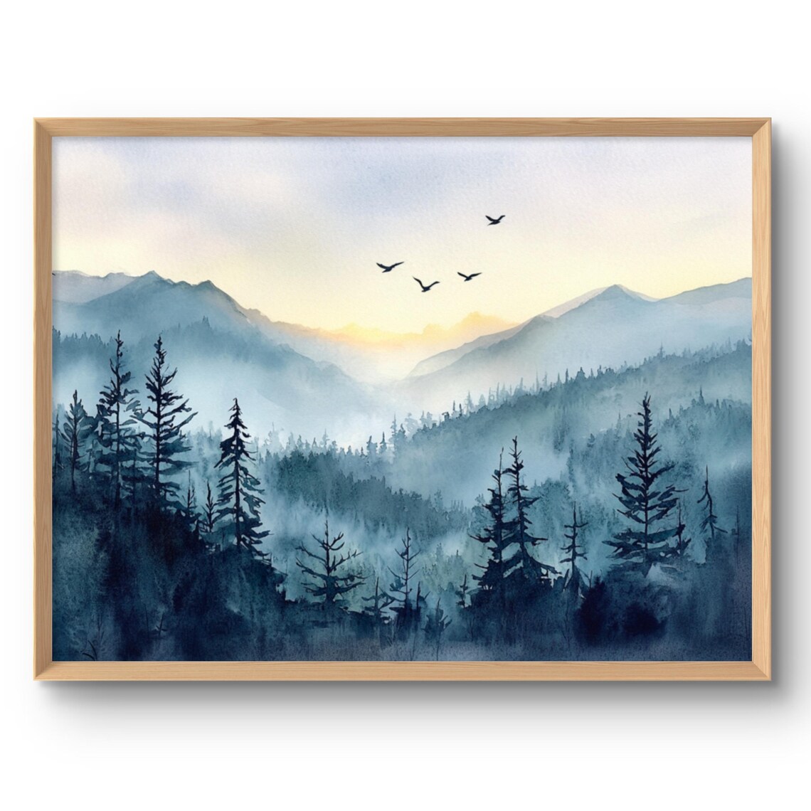 Great Smoky Mountains Watercolor Art Print, Appalachian