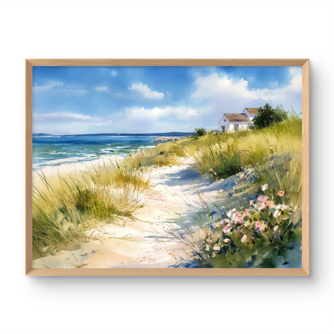 Cape Cod Beach Dune Path Watercolor Painting Coastal Art Print