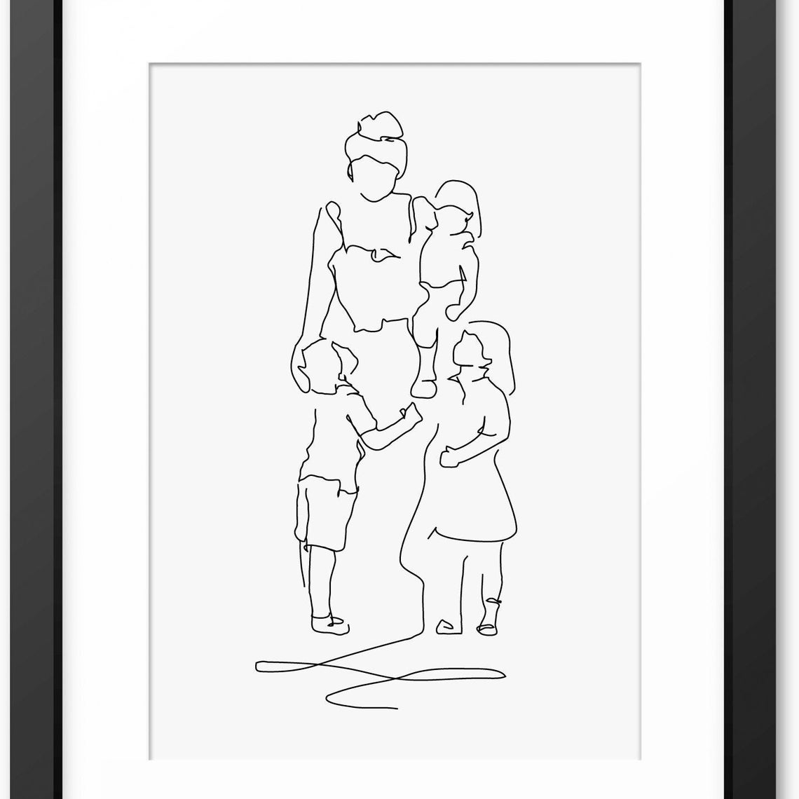 Line Art Print Family Line Art Family Drawing Family Illustration Mothers Day Gift Gift For Mum Mom Family Wall Art Mum And Children