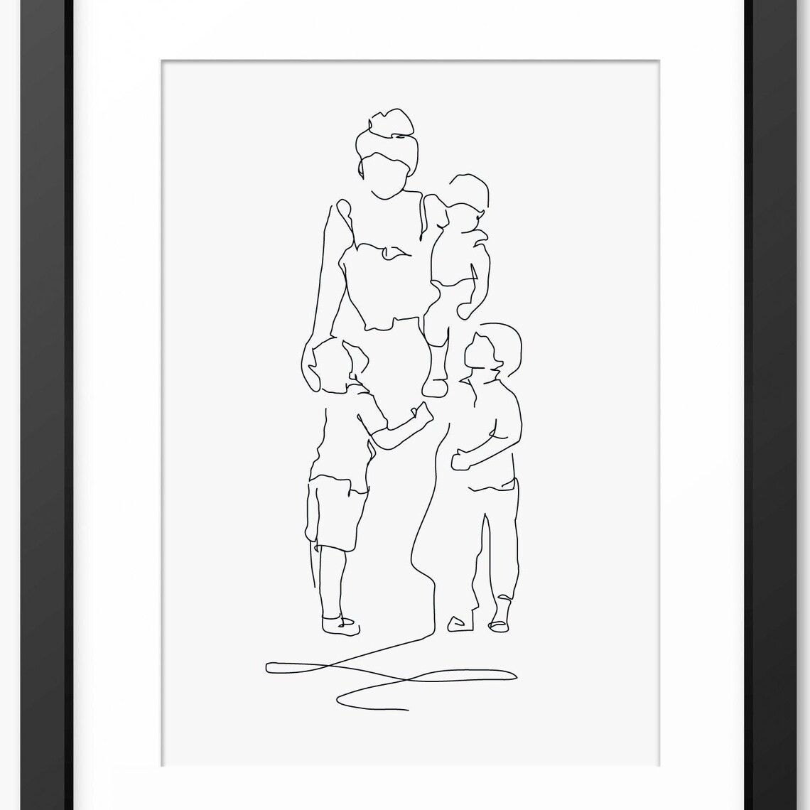 Line Art Line Drawing Family Print Family Line Art Mother And Sons Print Family Illustration Gift For Mom Mum Mothers Day Gift Art