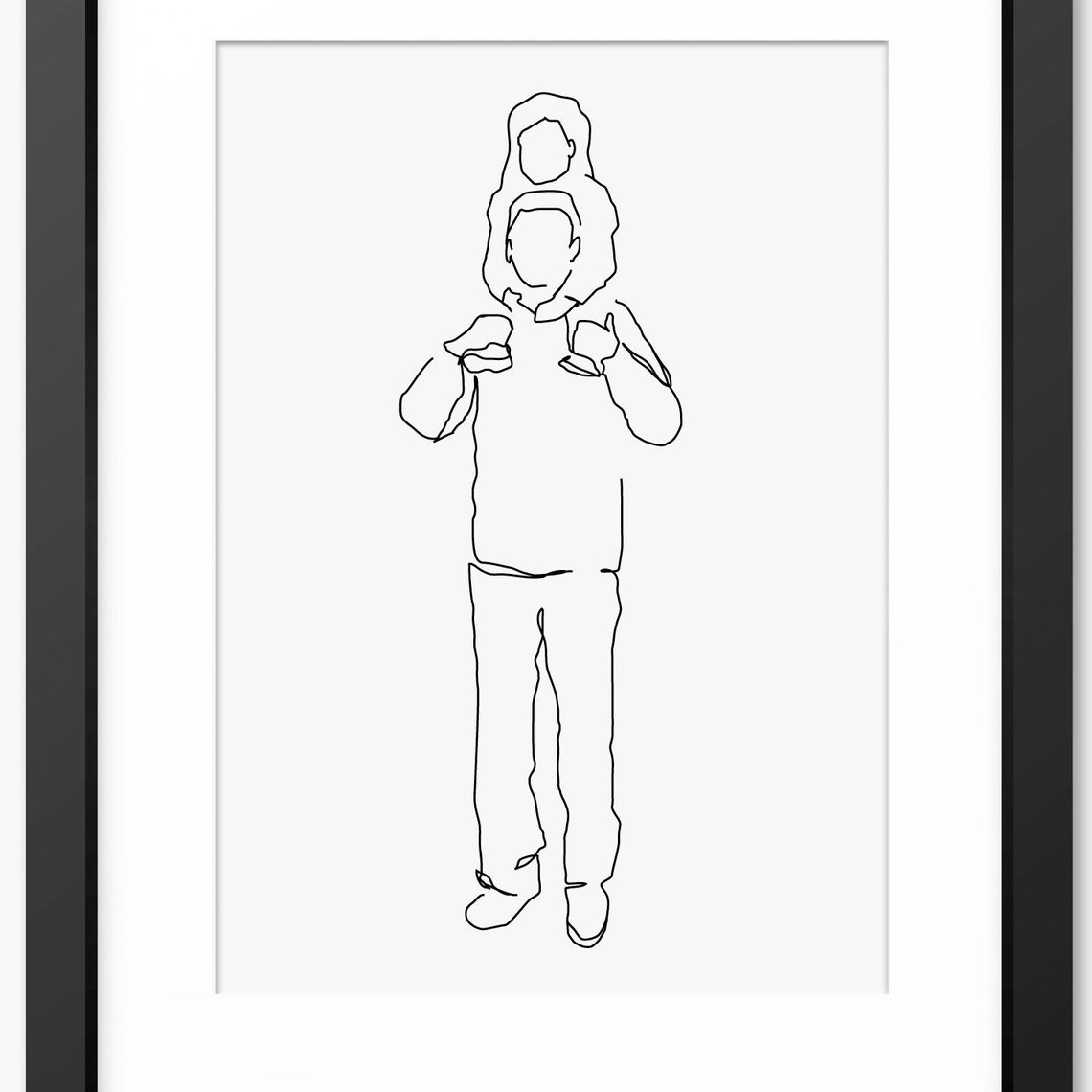 Father And Daughter Print Gift Family Art Family Print Portrait Line Art Line Drawing New Father Gift Gift For Dad Wall Art Baby