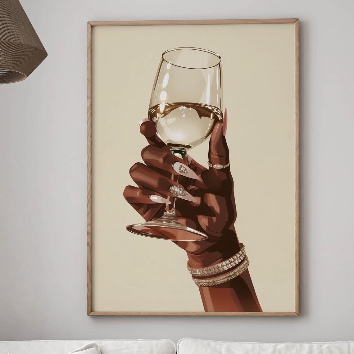 Wine Glass Toast Elegant Hand with Diamond Bracelets Art Poster