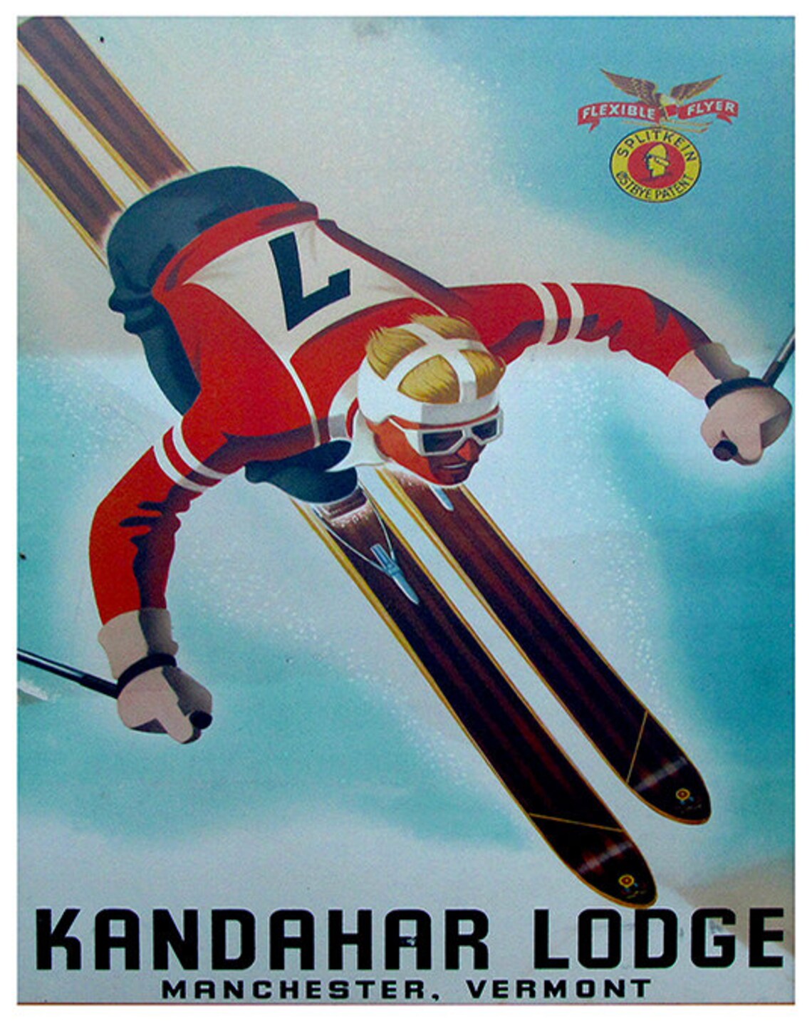 Kandahar Lodge Manchester Vermont Ski Racer Jump Vintage Poster - Image 2
