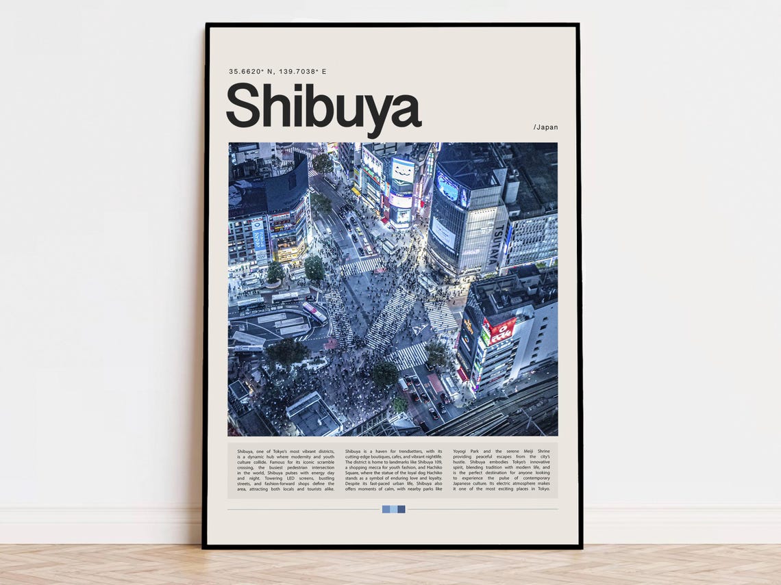 Shibuya Poster Shibuya Print Shibuya Wall Art Shibuya Gift Shibuya Travel Poster Shibuya Photo Tokyo Print Tokyo Poster Japan Print