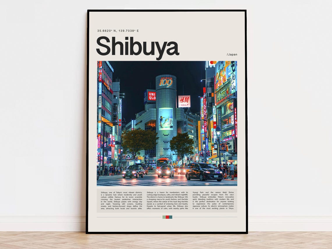 Shibuya Poster Shibuya Print Shibuya Wall Art Shibuya Gift Shibuya Travel Poster Shibuya Photo Tokyo Print Tokyo Poster Japan Print