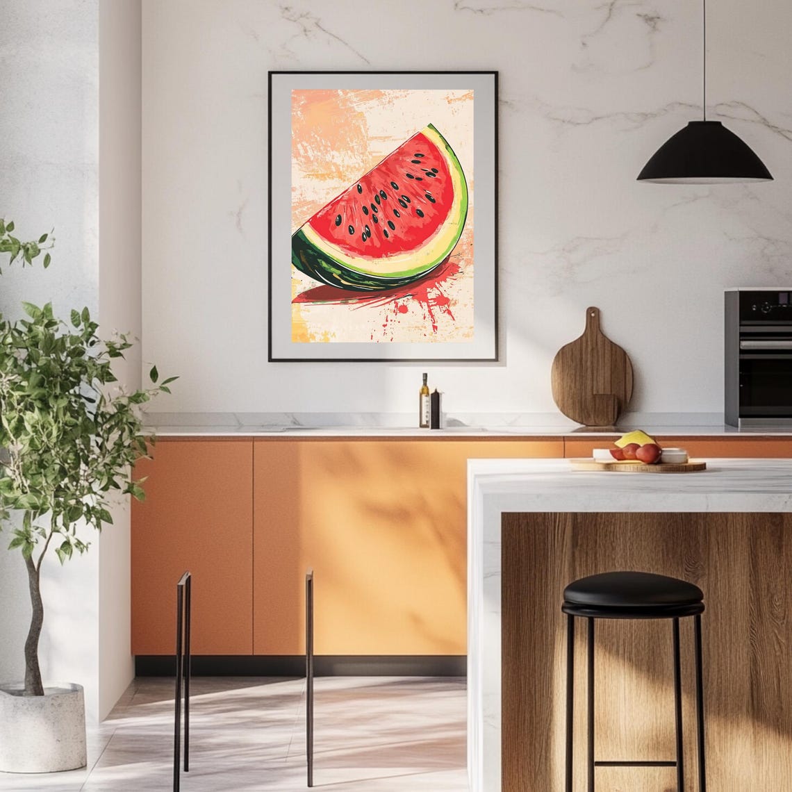 Watermelon Slice Pop Art Red Fruit Splash Summer Kitchen Poster - Image 2