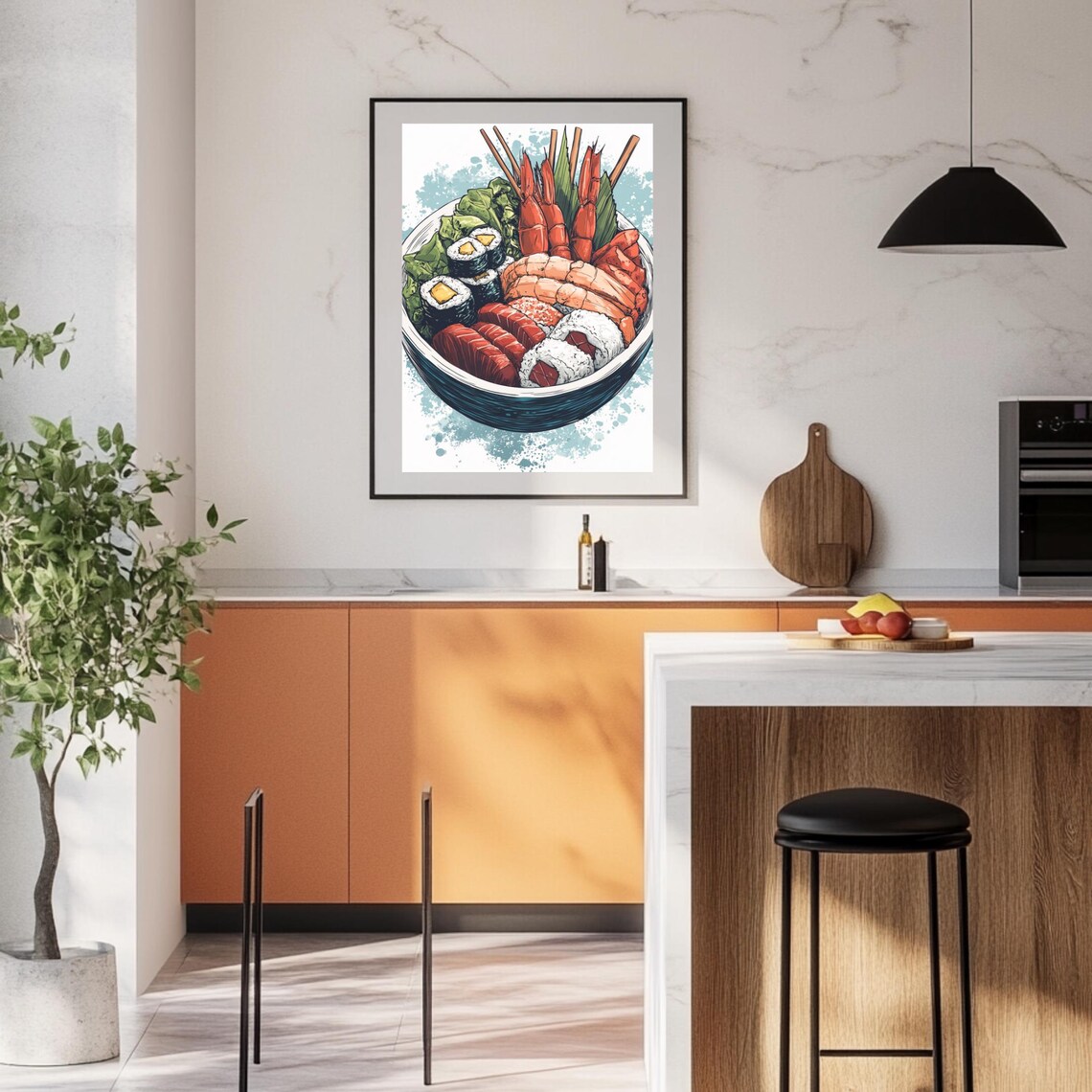 Japanese Seafood Bowl Colorful Sushi Illustration Food Poster - Image 2