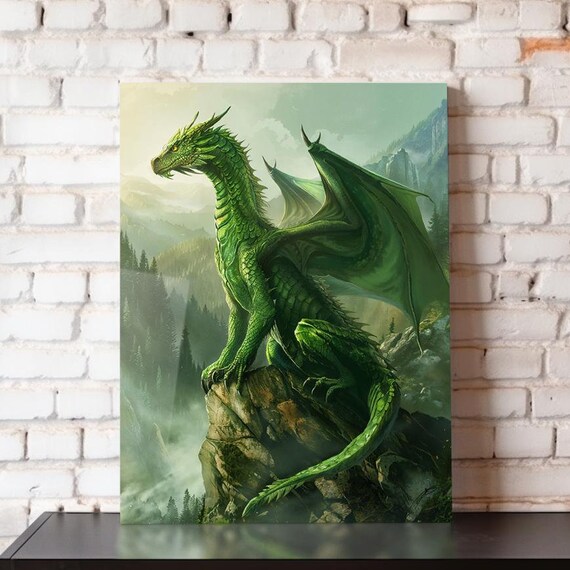 The Green Dragon Metal Poster Dragon Wall Art Green Dragon Print 8x10 12x16 16x20