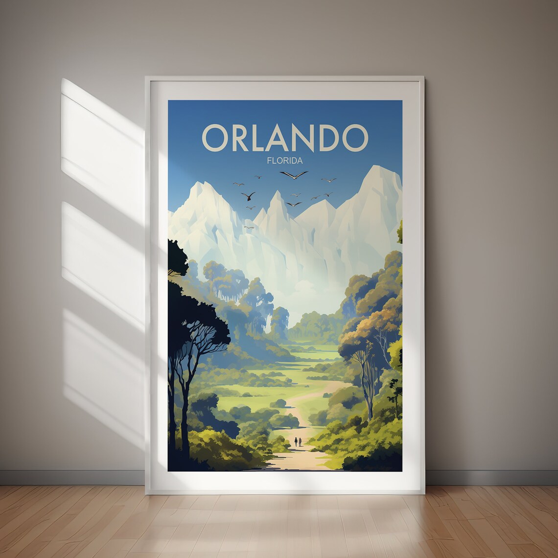 Orlando Florida Snow Capped Mountain Trail Scenic Travel Poster
