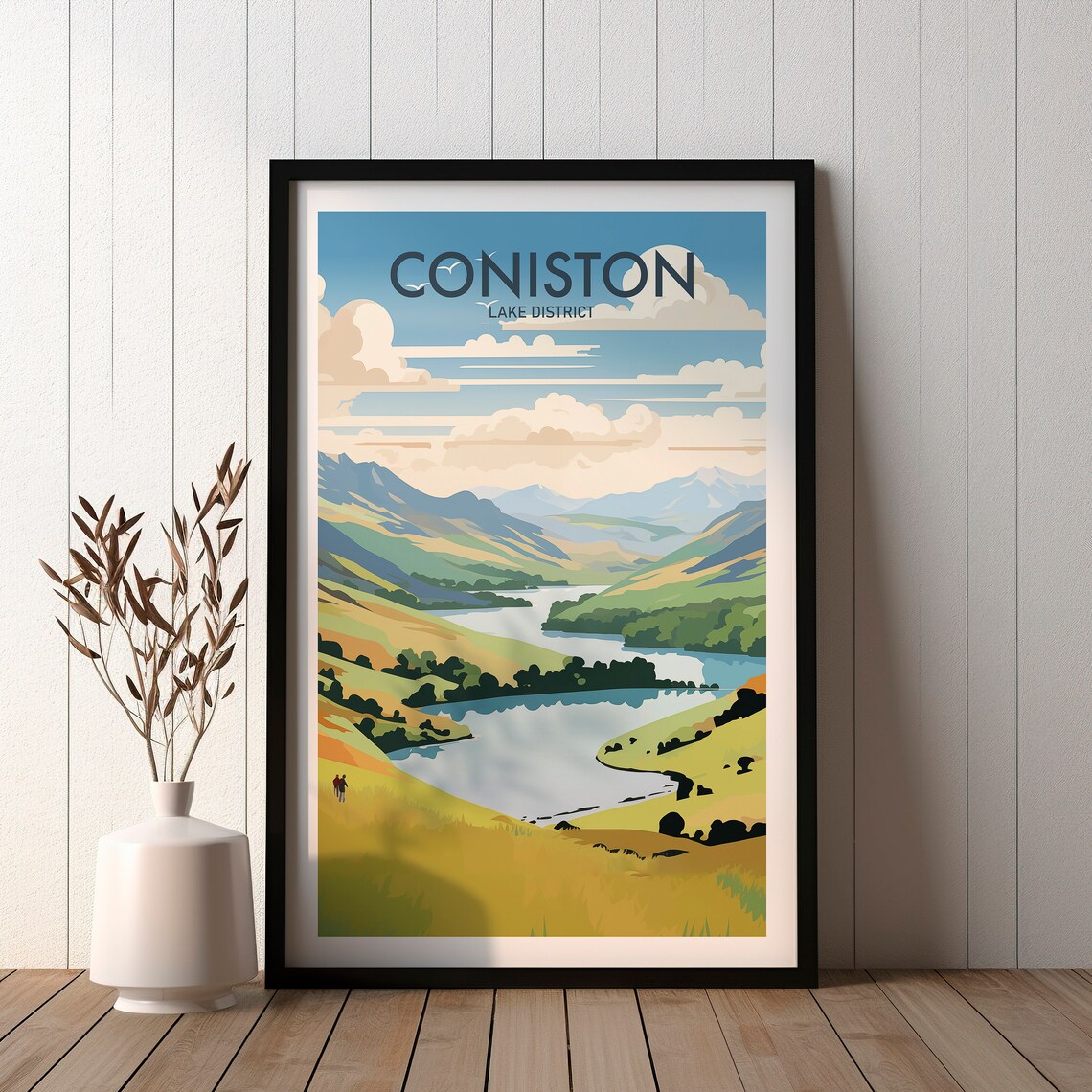 Coniston Lake District Travel Poster, Wall Art Print