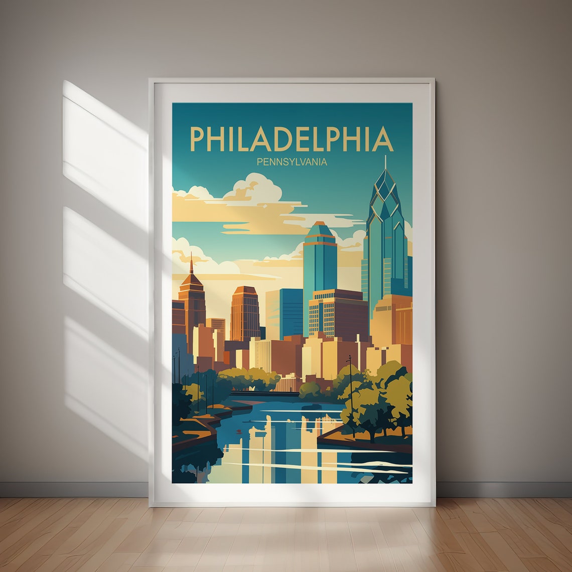 Philadelphia Poster Pennsylvania Wall Decor Art Hiking Wanderlust Holiday Gift Wedding Gift