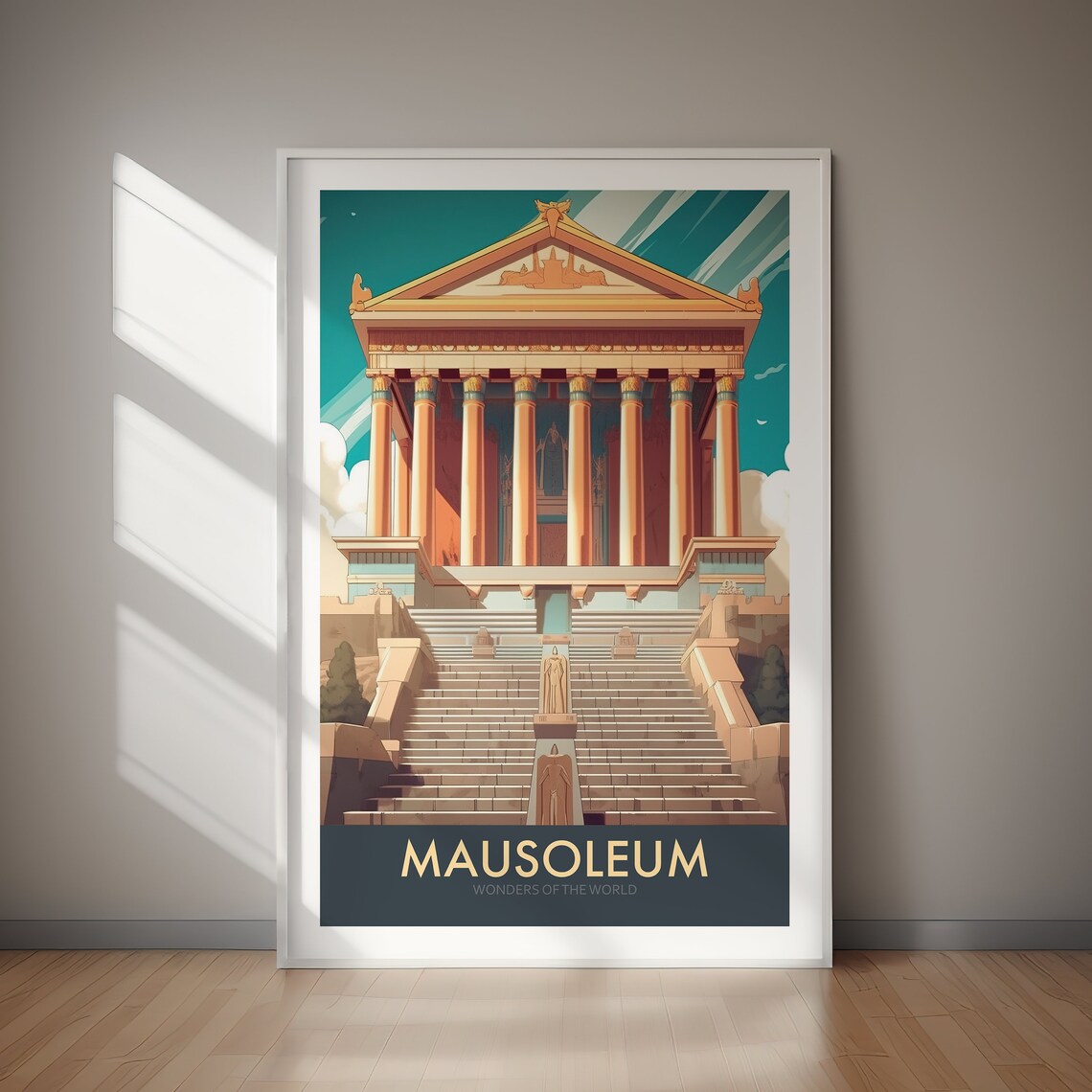 Ancient Mausoleum Wonder of the World Classical Column Art Poster