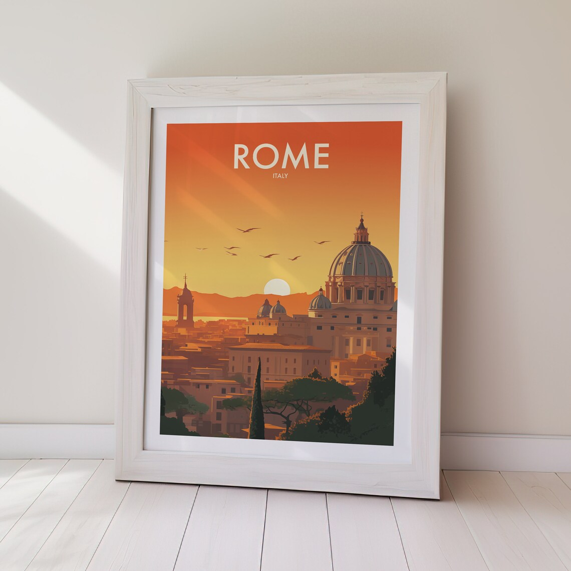 Rome Italy St Peters Basilica Dome Golden Hour Sunset Poster - Image 2