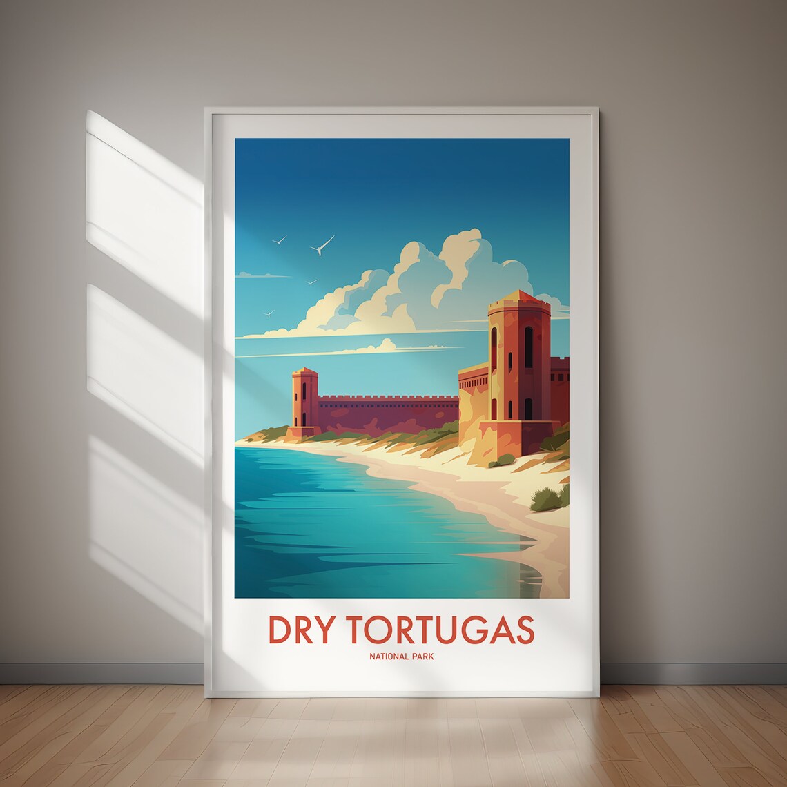Dry Tortugas National Park Fort Jefferson Beach Retro Travel Poster