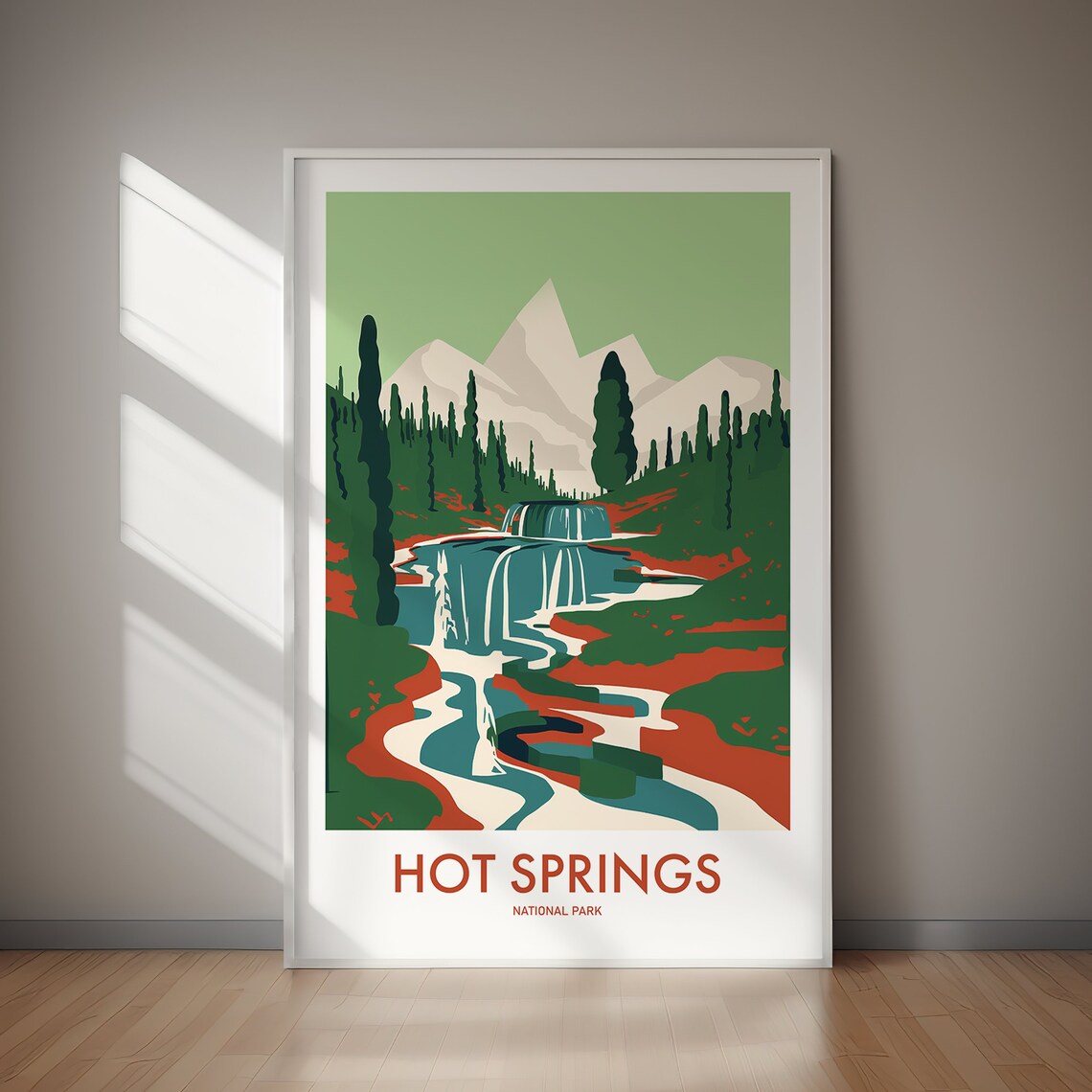 Hot Springs National Park Waterfall Forest Mountain Retro Art Poster