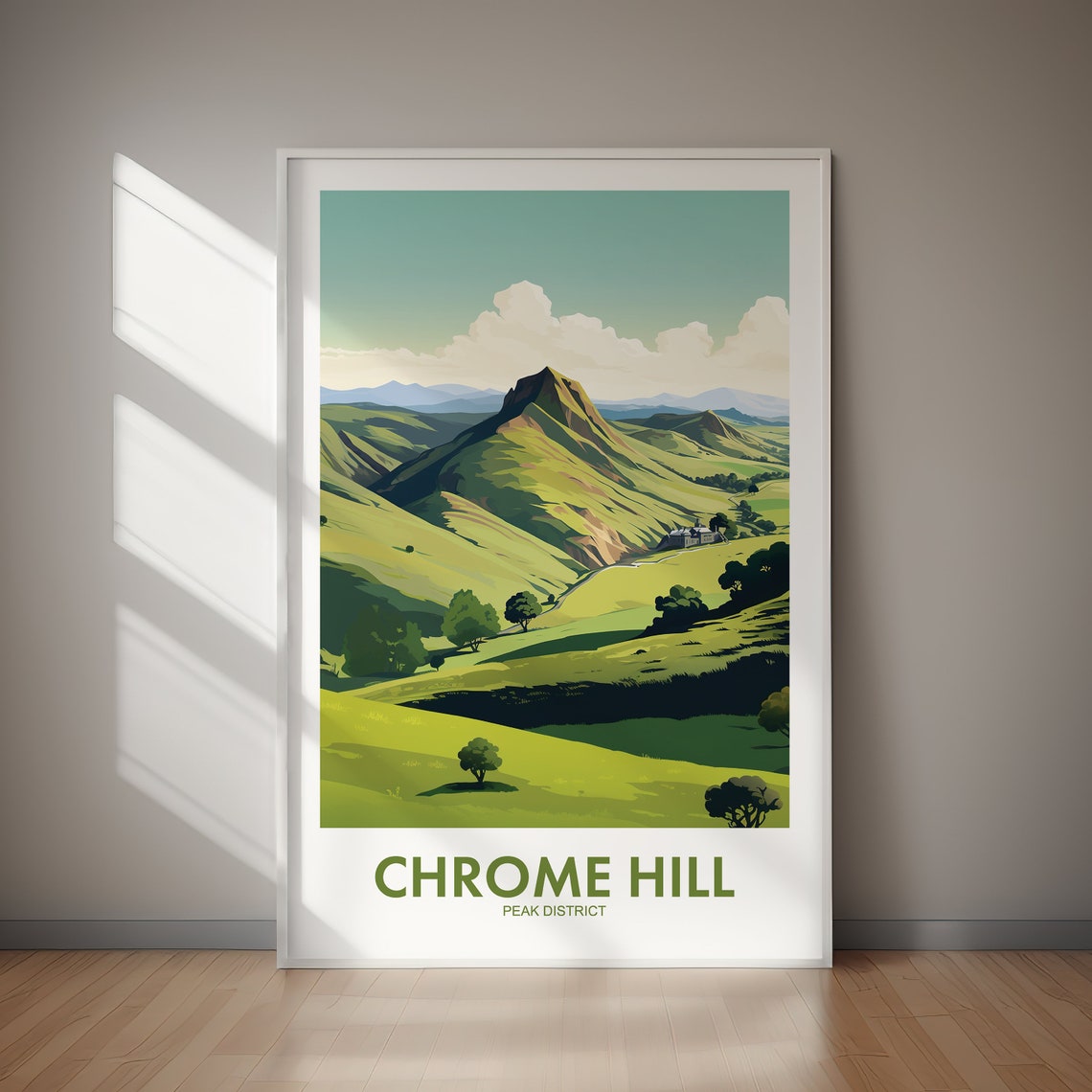 Chrome Hill Peak District Green Hills Peak Summit Travel Poster