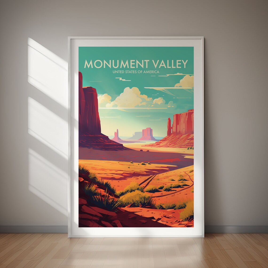 Monument Valley Travel Poster, Desert Landmark Art