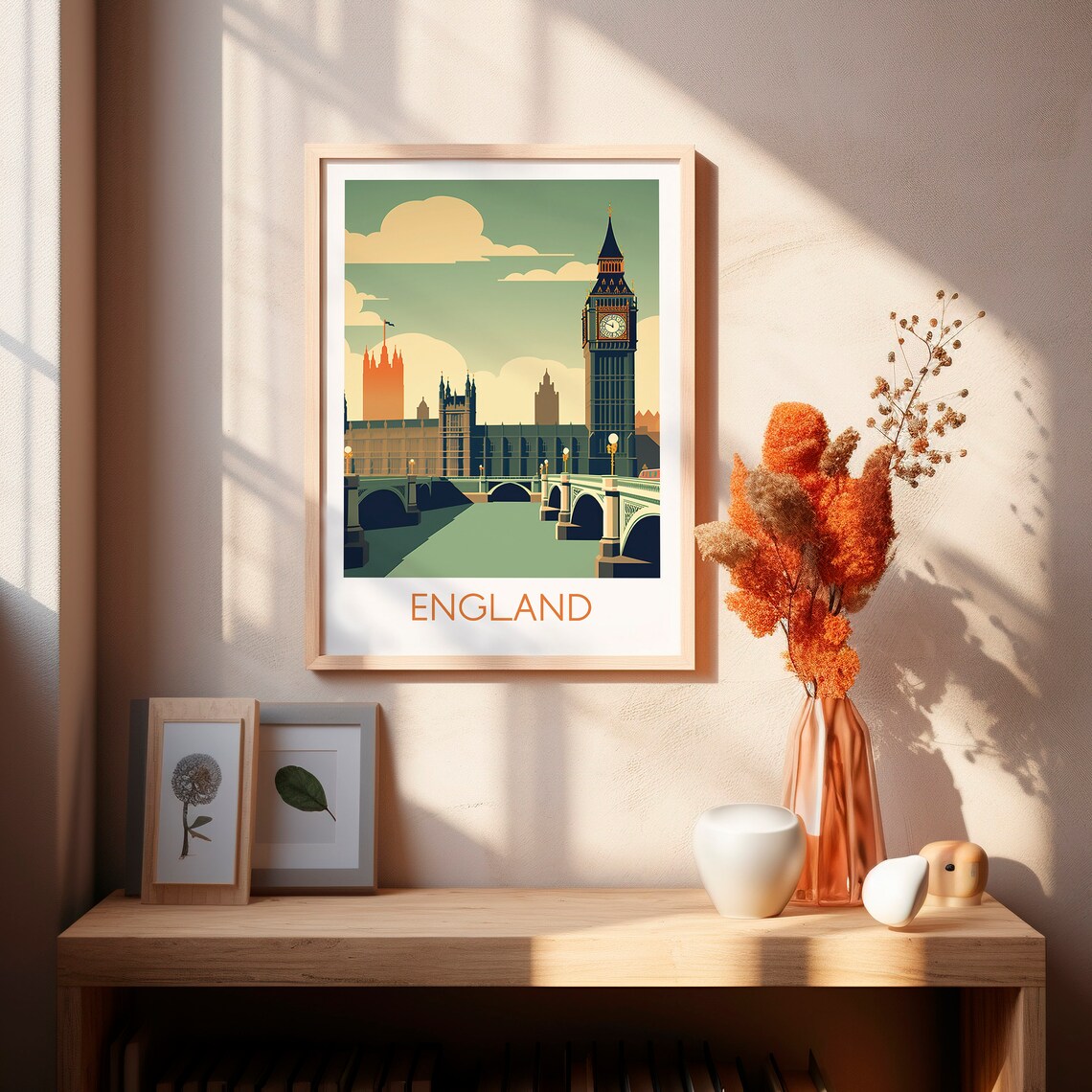 England Big Ben Westminster Bridge London Vintage Travel Poster - Image 2