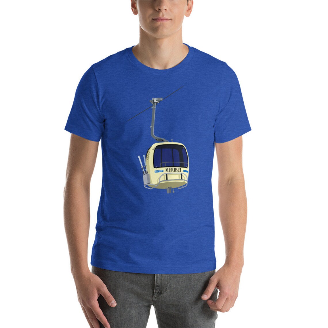 Meribel Montaget Gondola Vintage Graphic Tee Short Sleeve Art Print