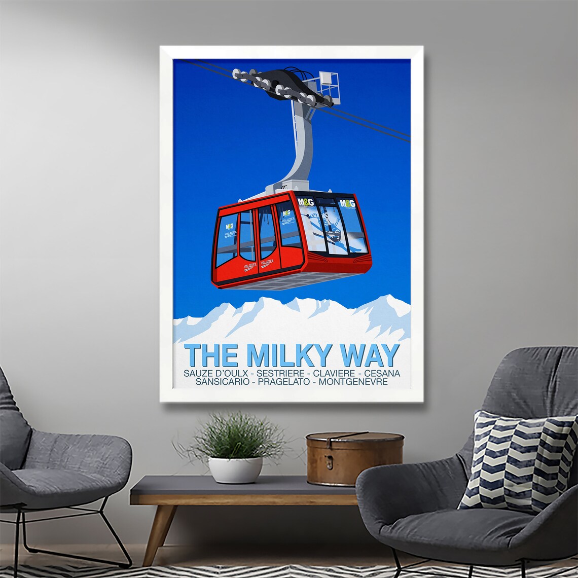 Milky Way Ski Poster, Alpine Ski Resort Travel Poster - Image 2