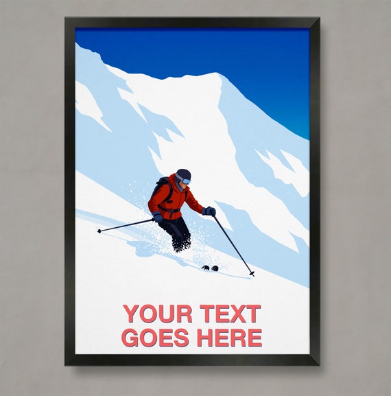 Personalised Ski Gift Custom Ski Art Skier Art Poster Personalised Ski Art Personal Ski Gift