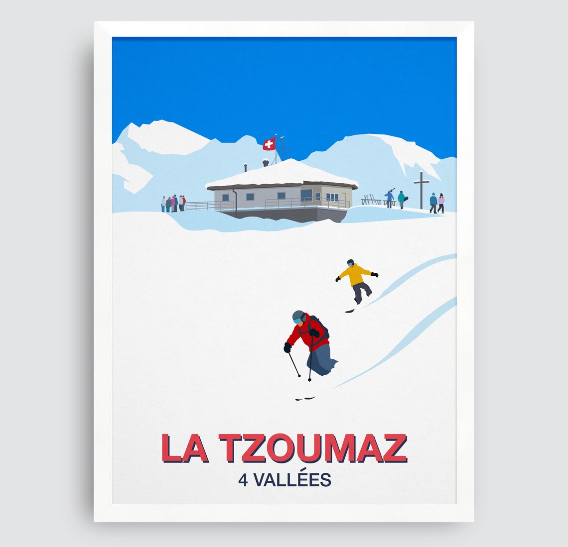 La Tzoumaz Ski Resort Travel Poster, 4 Vallees - Image 4