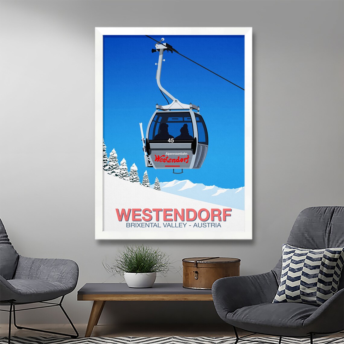 Westendorf Ski Resort Travel Poster - Image 2