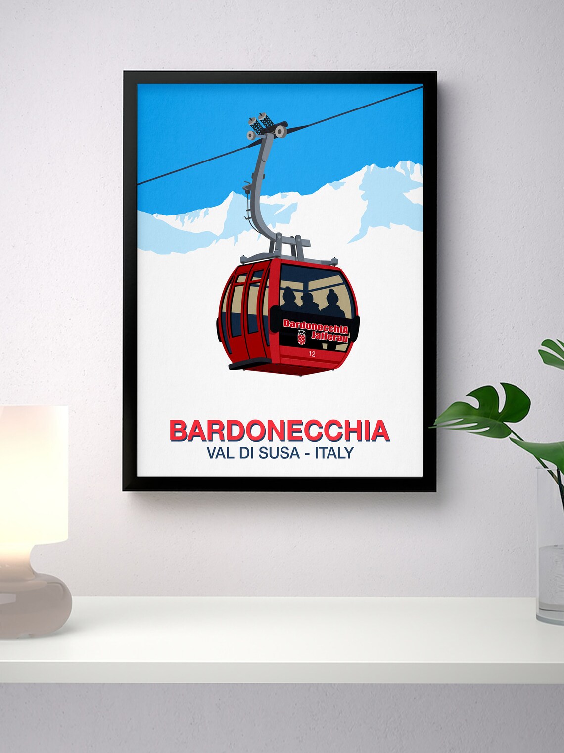 Bardonecchia Val Di Susa Italy Vintage Red Cable Car Gondola Poster - Image 3