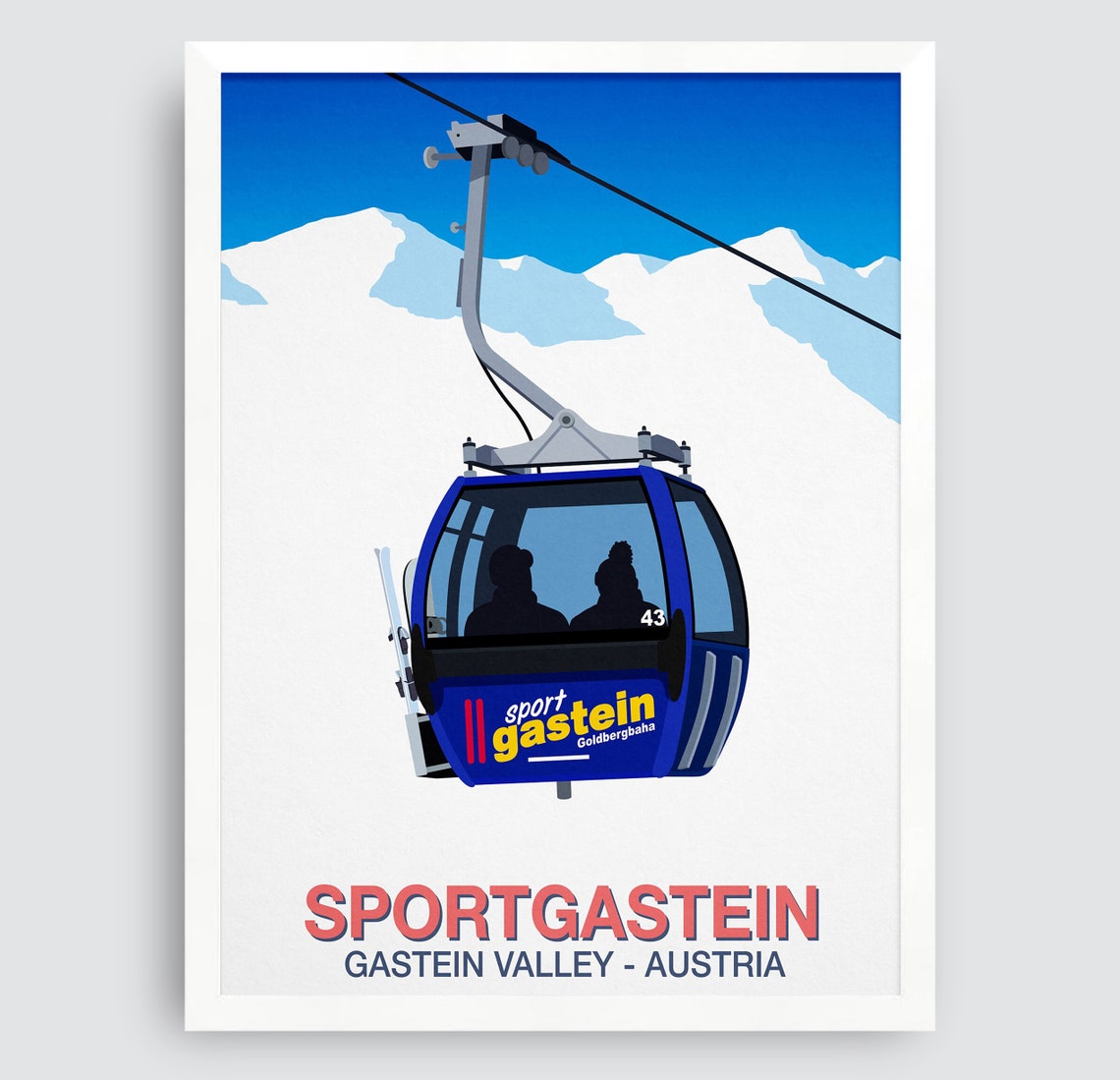 Sportgastein Ski Poster with Blue Gondola Gastein Valley Austria Peaks - Image 3