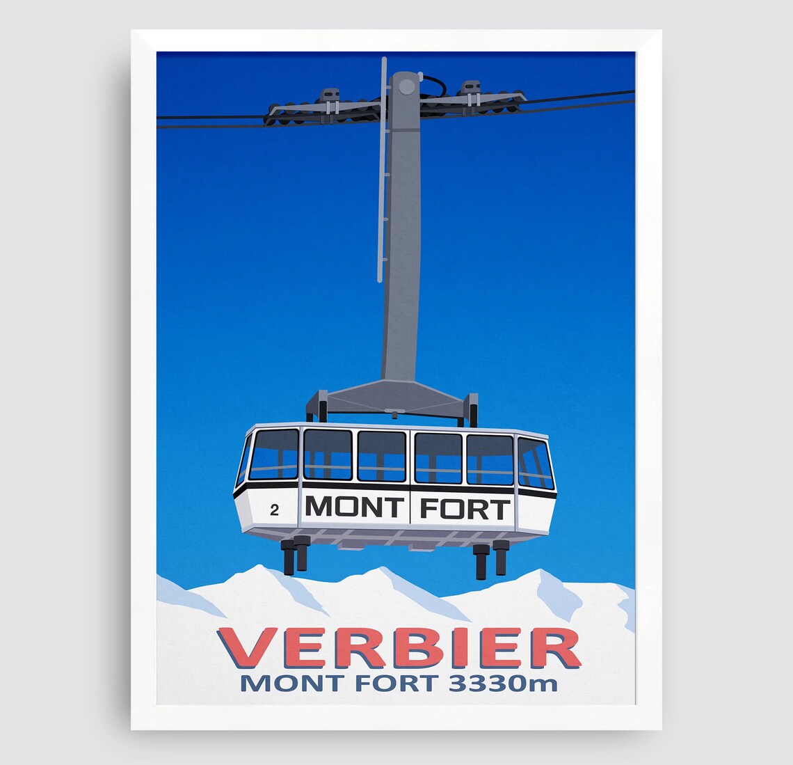 Verbier Vintage Cable Car Travel Poster - Image 3