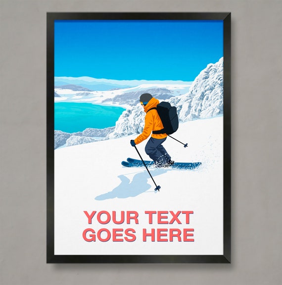 Personalised Ski Gift Custom Ski Art Skier Art Poster Personalised Ski Art Personal Ski Gift Fresh Tracks Poster