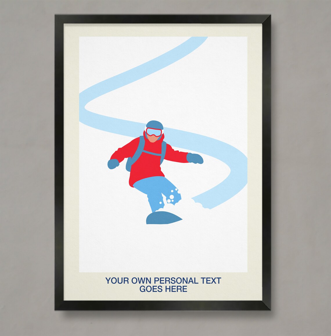 Personalised Snowboarder Poster Custom Name Minimalist Winter Art