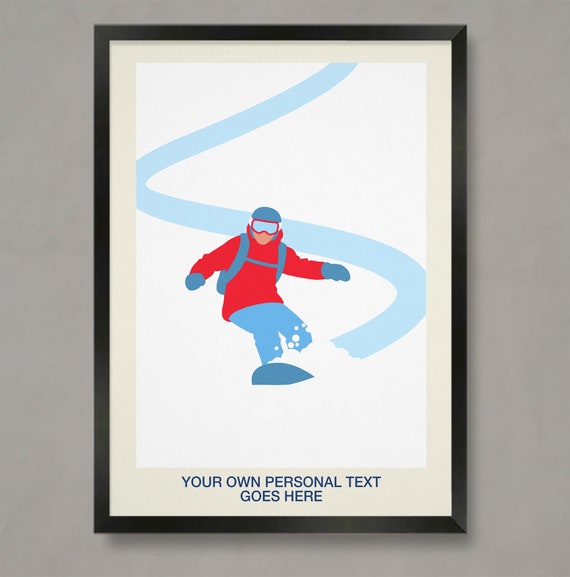 Personalised Minimalist Snowboarder Poster Snowboarding Gift Customised Snowboard Print Snowboard Gifts Snowboarder Snowboarding