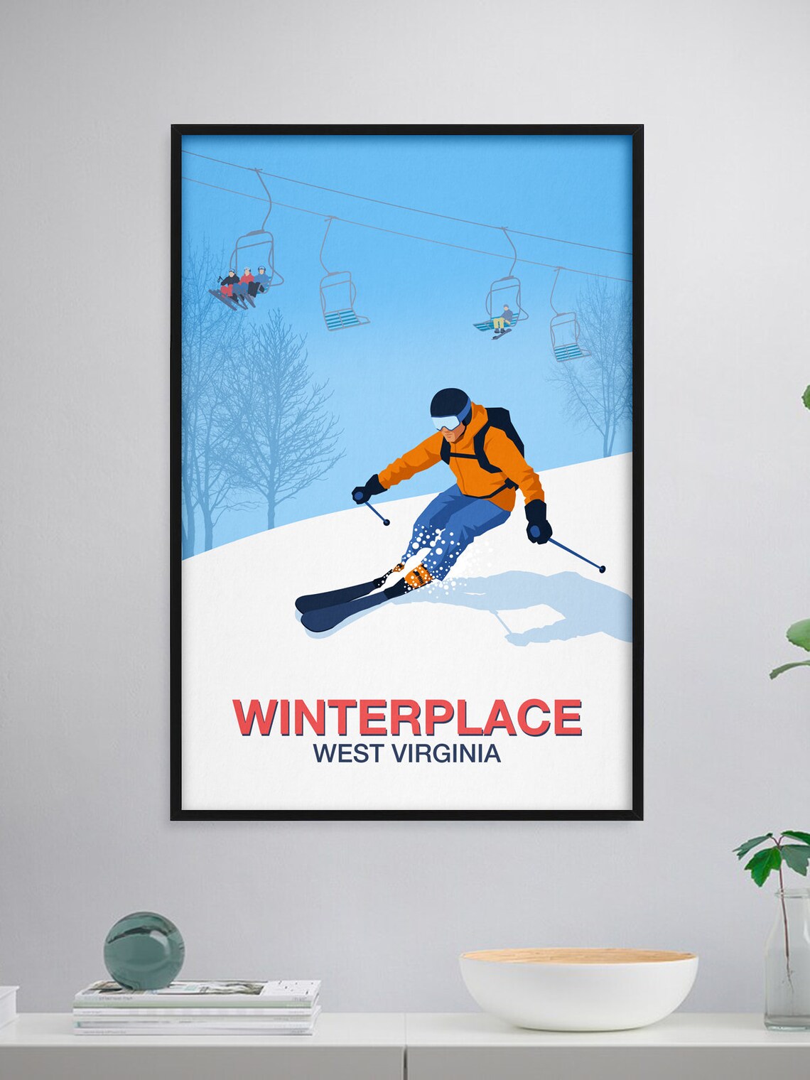 Winterplace West Virginia Ski Resort Vintage Travel Art Poster - Image 2