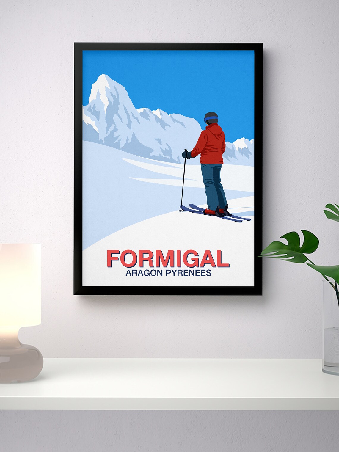 Formigal Ski Resort Poster with Skier Overlooking Aragon Pyrenees Peaks - Image 4