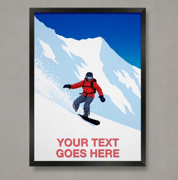 Personalised Ski Gift Custom Ski Art Snowboarder Art Poster Personalised Ski Art Personal Ski Gift