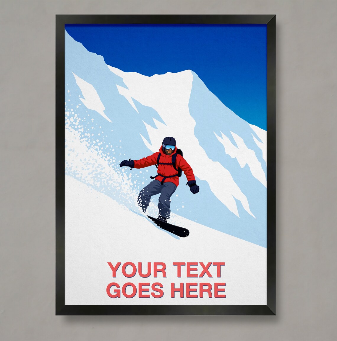 Personalised Snowboard Art Custom Text Powder Carve Rider Gift Poster