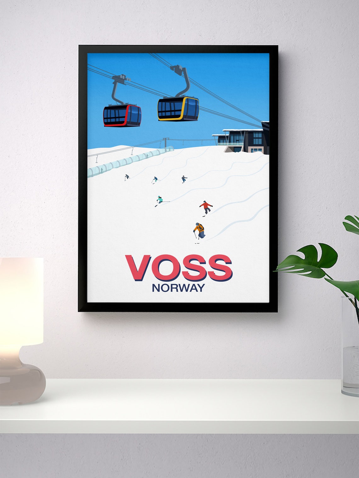 Voss Norway Scenic Alpine Gondola Vintage Ski Resort Art Poster - Image 3