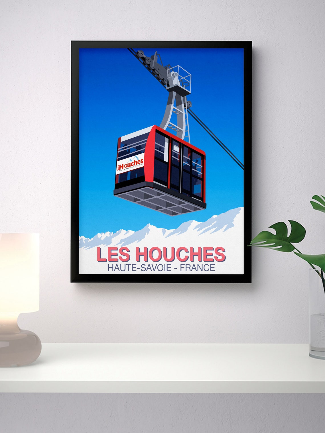 Les Houches Chamonix Mont Blanc Red Cable Car France Ski Poster - Image 4