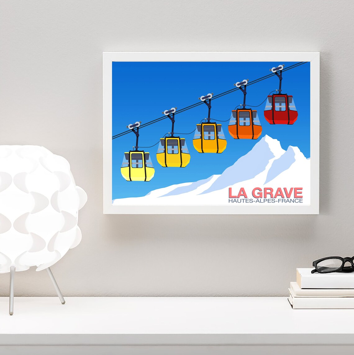 La Grave France Gondola Cable Cars Over Alpine Peaks Travel Poster - Image 4